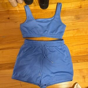 Blue Crop Top and Shorts Set
